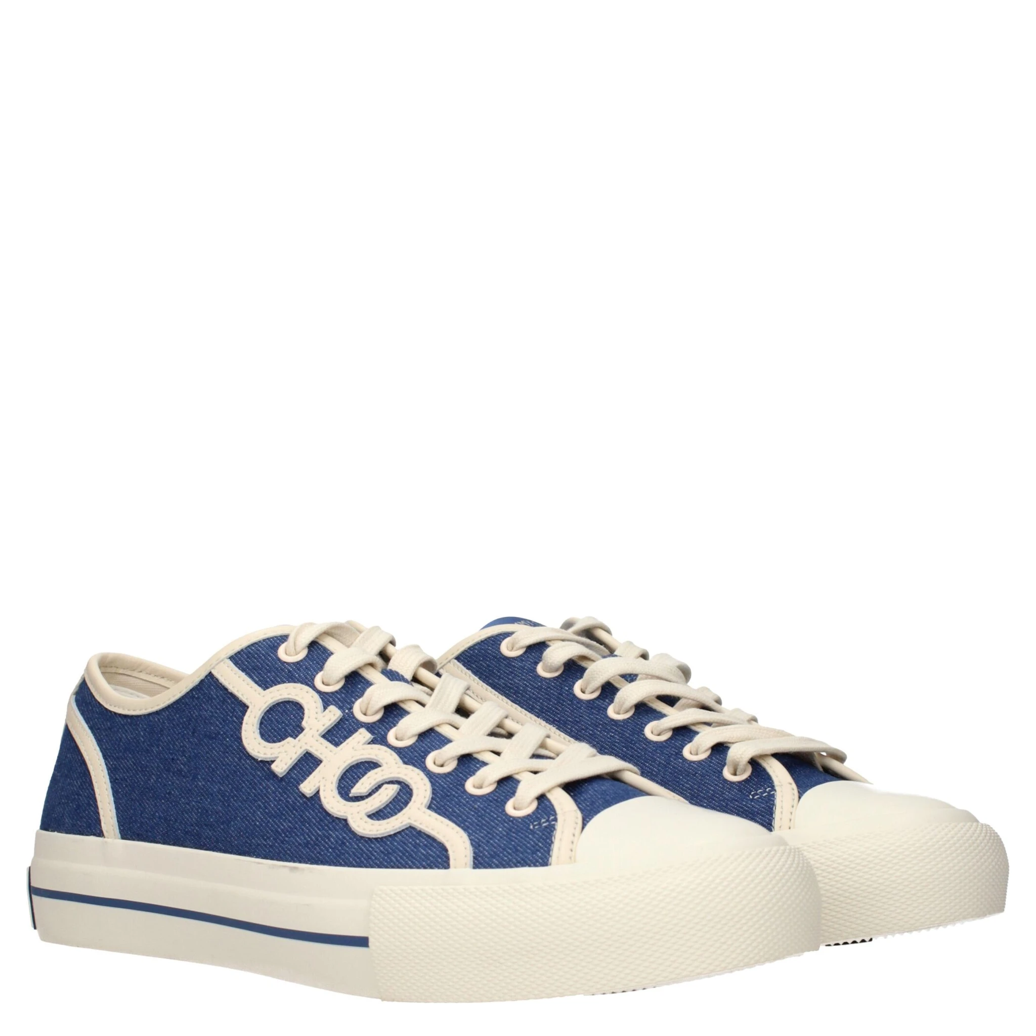 Blue Fabric Low Top Sneakers