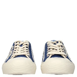 Blue Fabric Low Top Sneakers