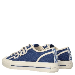 Blue Fabric Low Top Sneakers