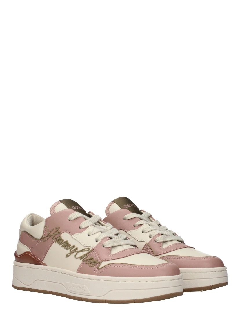 Pink Leather Low Top Sneakers