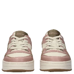 Pink Leather Low Top Sneakers
