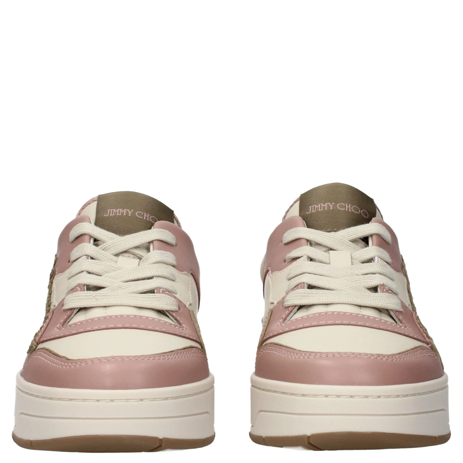 Pink Leather Low Top Sneakers