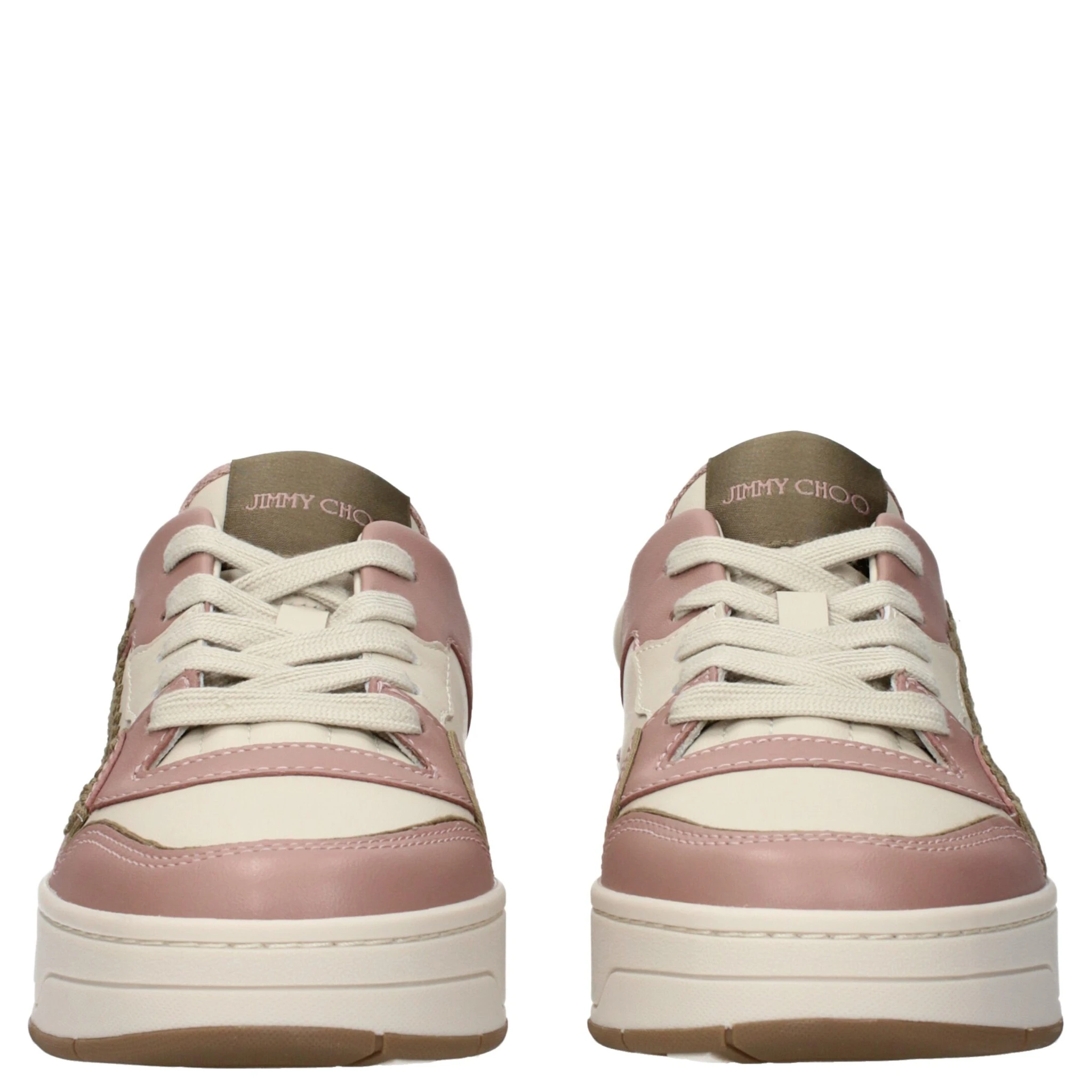 Pink Leather Low Top Sneakers