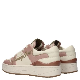 Pink Leather Low Top Sneakers