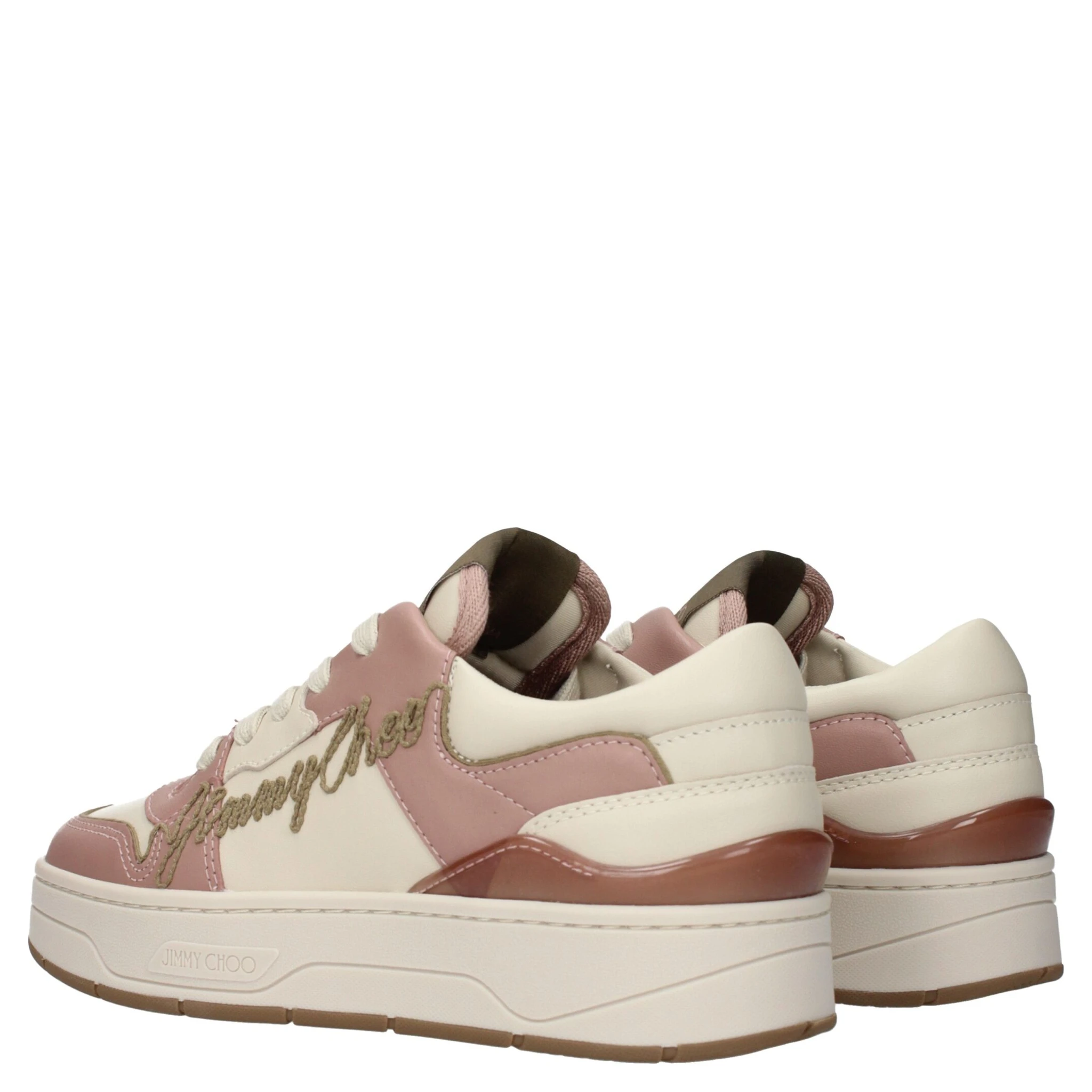Pink Leather Low Top Sneakers