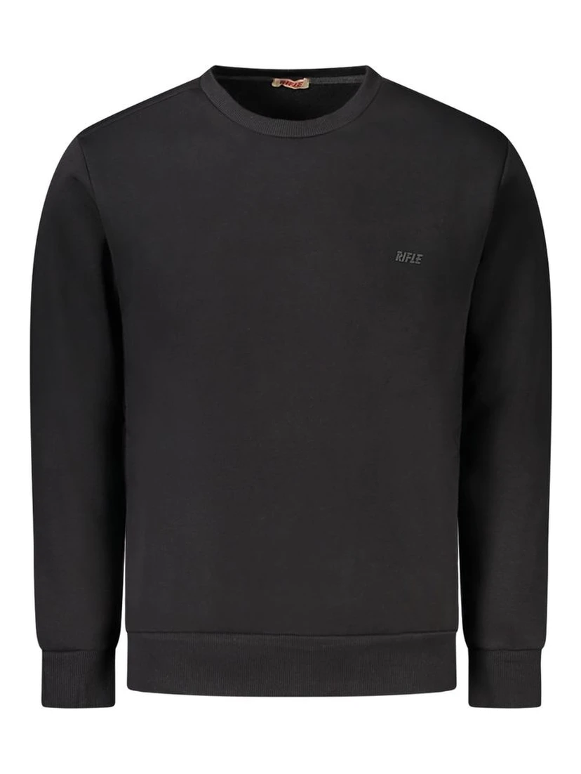 Black Cotton Men Sweatshirt