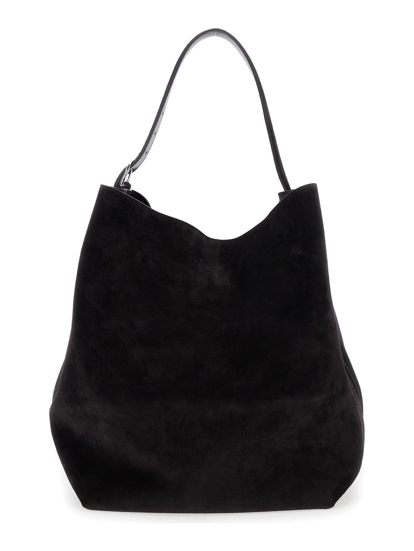 Dark Brown Shoulder Bag with Buckle Shoulder Strap in Leather Woman