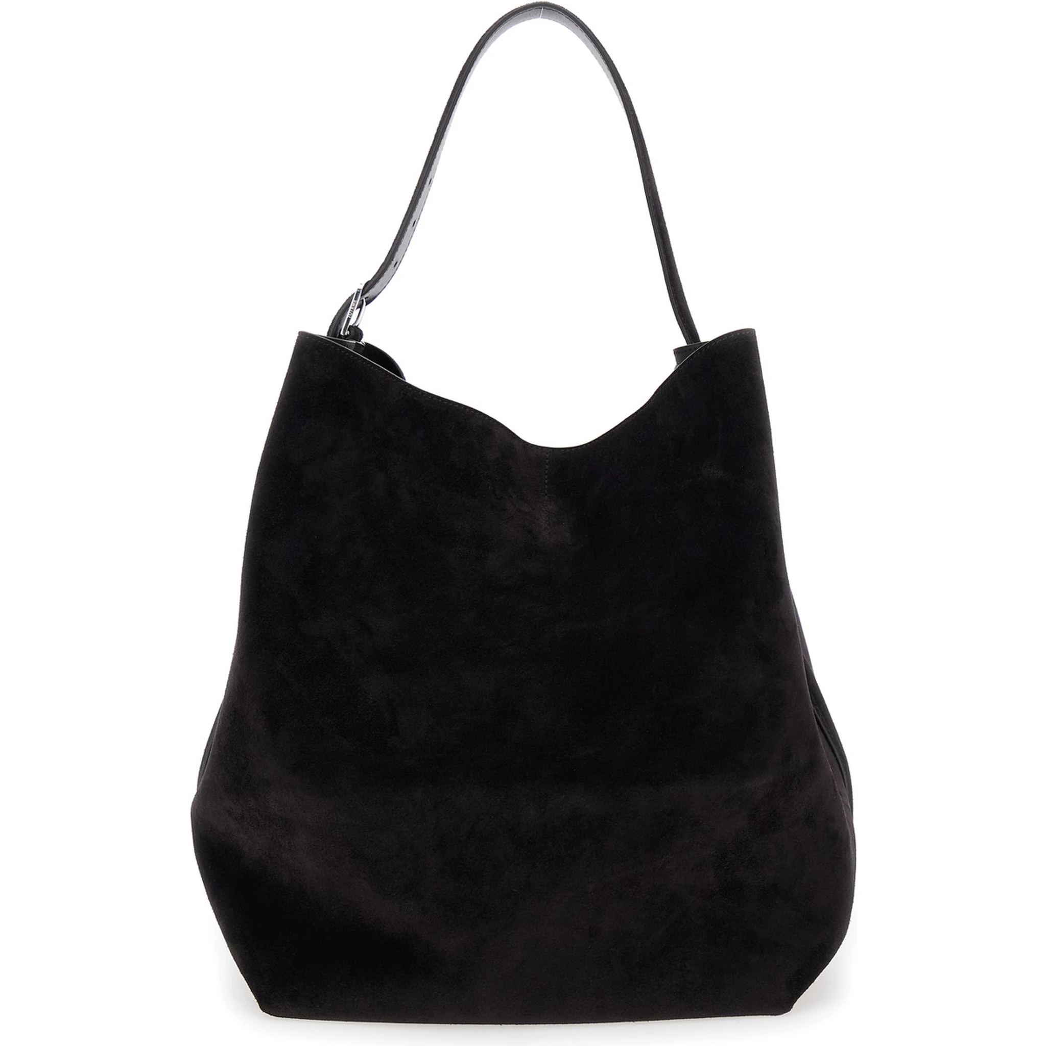 Dark Brown Shoulder Bag with Buckle Shoulder Strap in Leather Woman