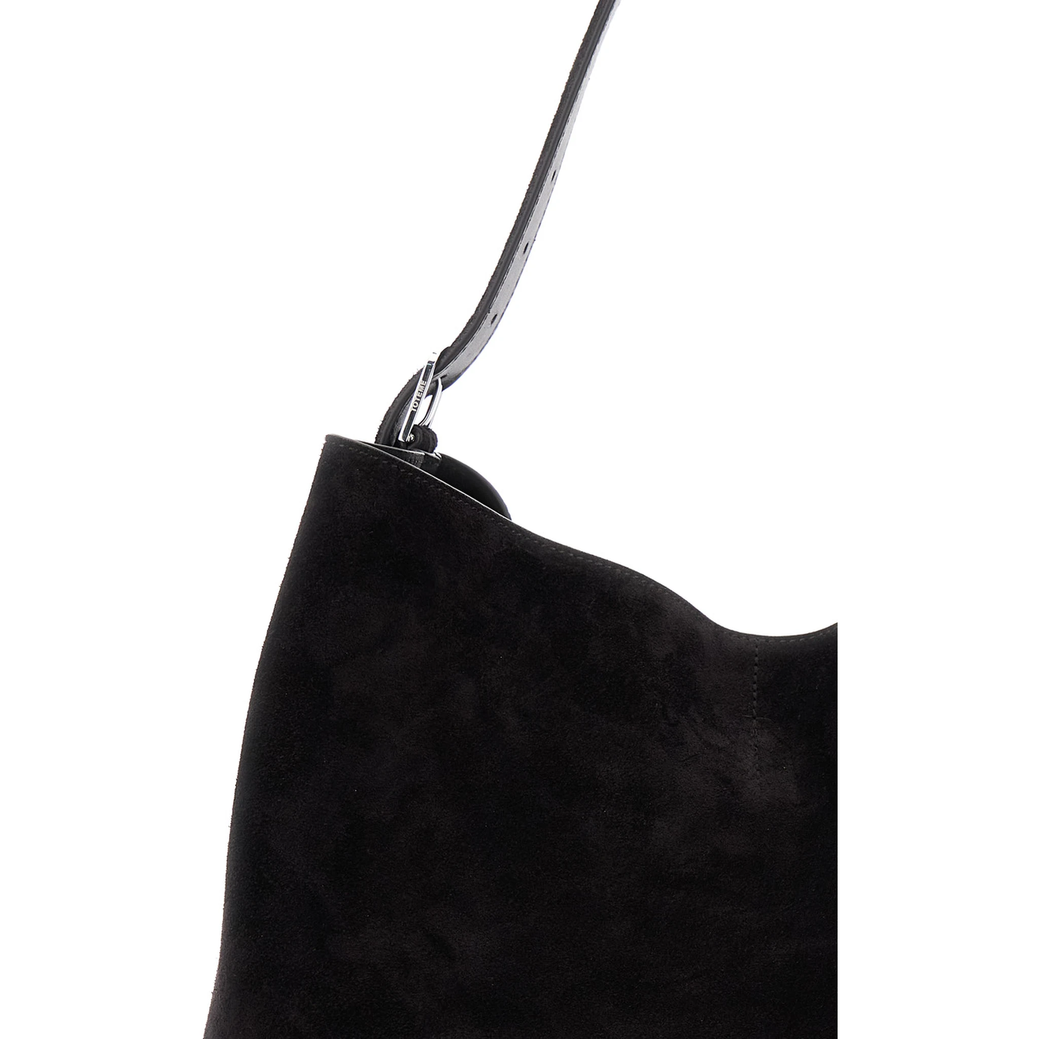 Dark Brown Shoulder Bag with Buckle Shoulder Strap in Leather Woman