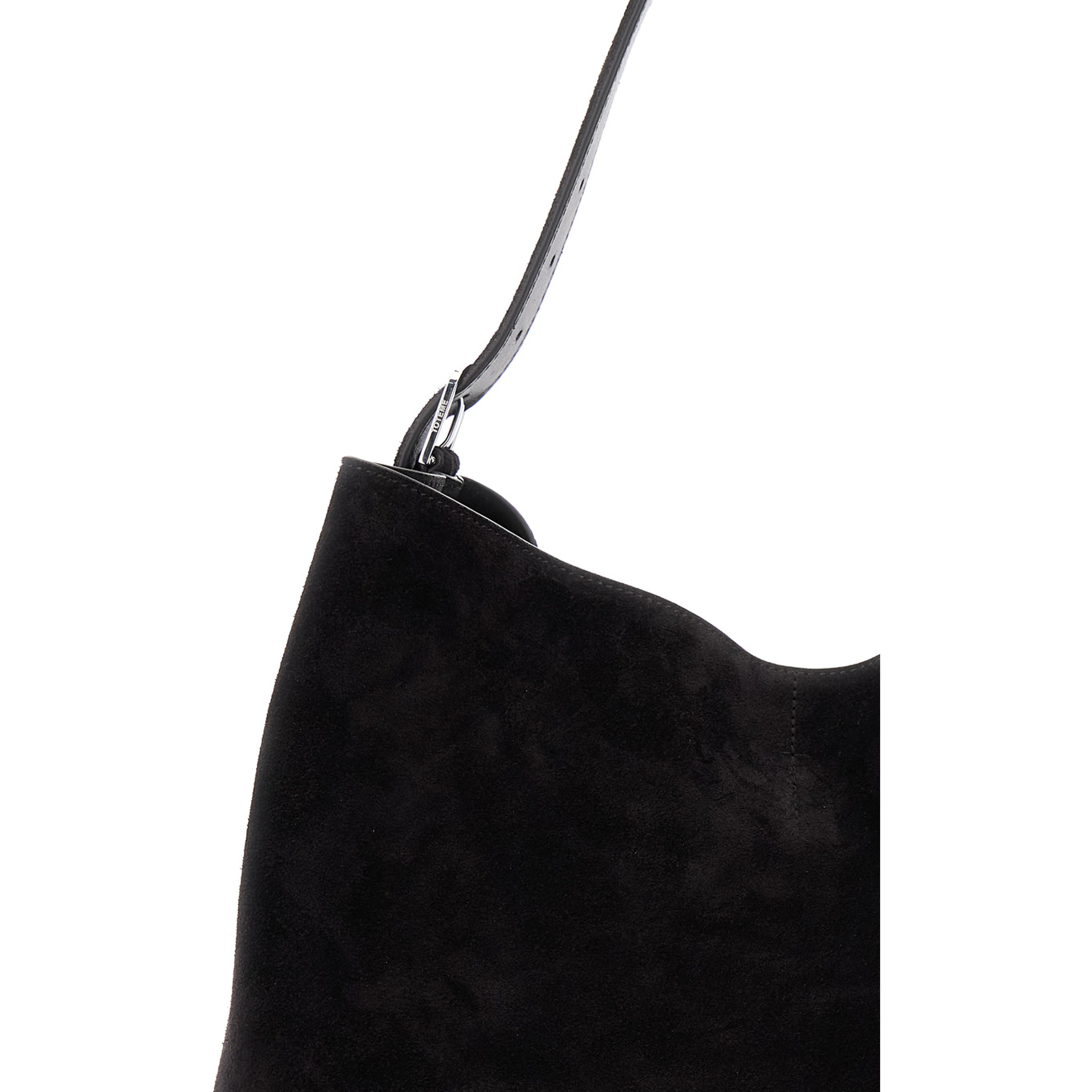 Dark Brown Shoulder Bag with Buckle Shoulder Strap in Leather Woman