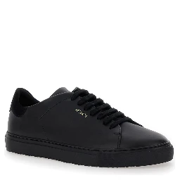 Clean 90 Black Low Top Sneakers with Laminated Logo in Leather Man