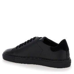 Clean 90 Black Low Top Sneakers with Laminated Logo in Leather Man