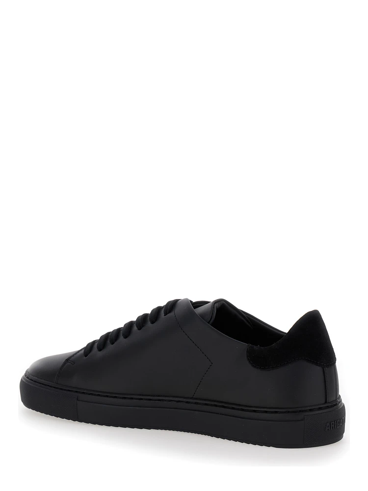 Clean 90 Black Low Top Sneakers with Laminated Logo in Leather Man alternative