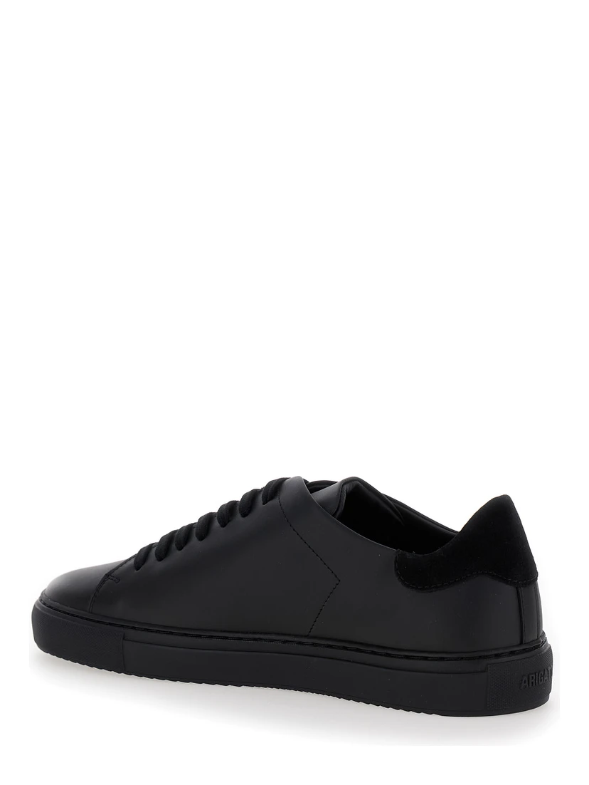 Clean 90 Black Low Top Sneakers with Laminated Logo in Leather Man
