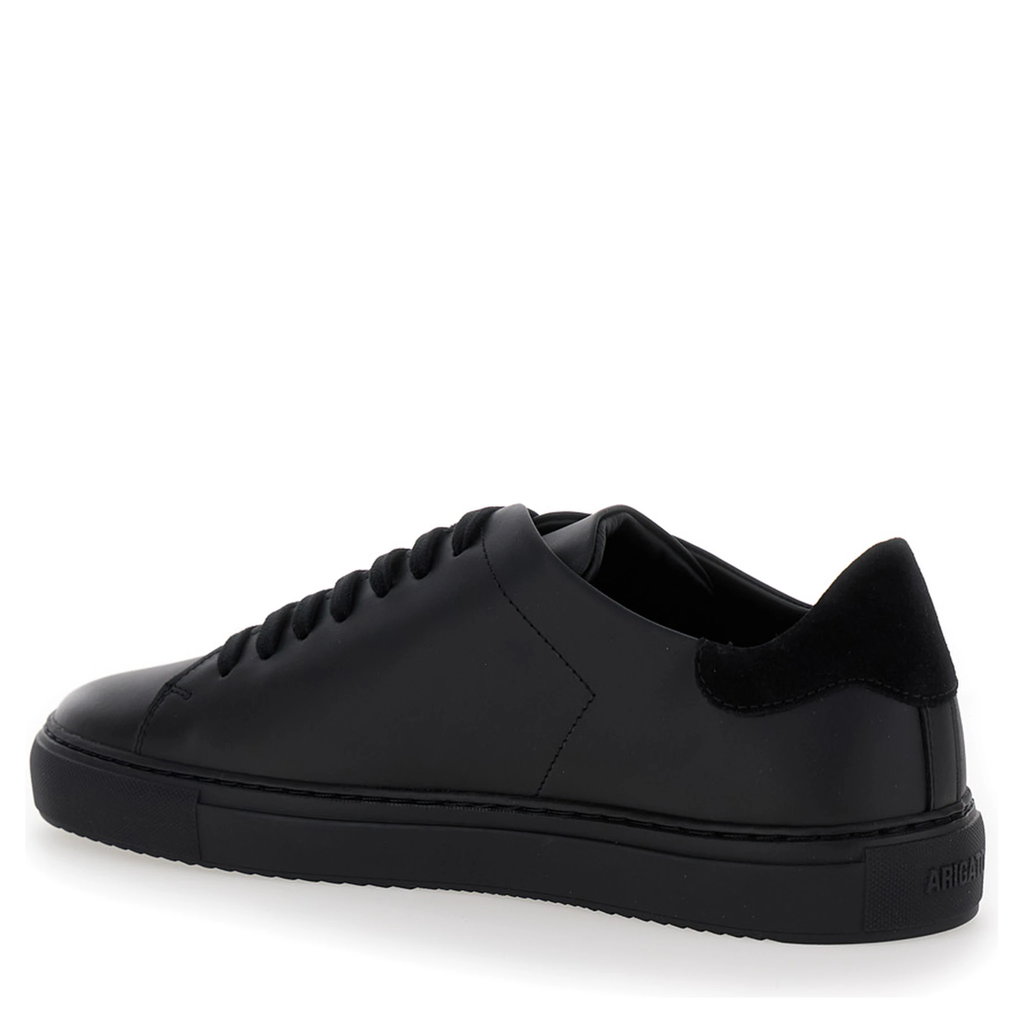 Clean 90 Black Low Top Sneakers with Laminated Logo in Leather Man