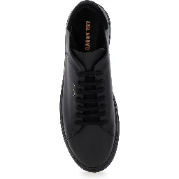 Clean 90 Black Low Top Sneakers with Laminated Logo in Leather Man