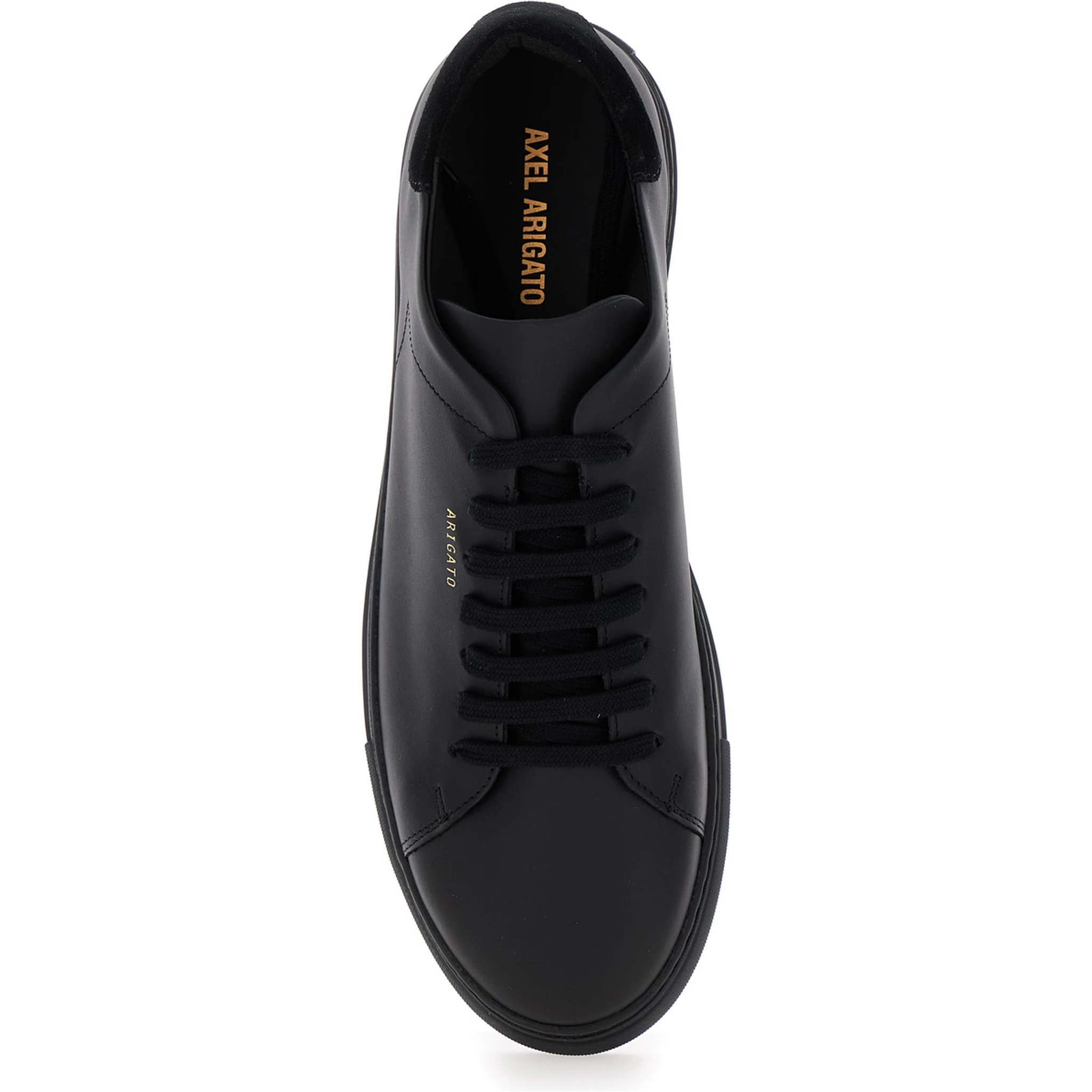 Clean 90 Black Low Top Sneakers with Laminated Logo in Leather Man