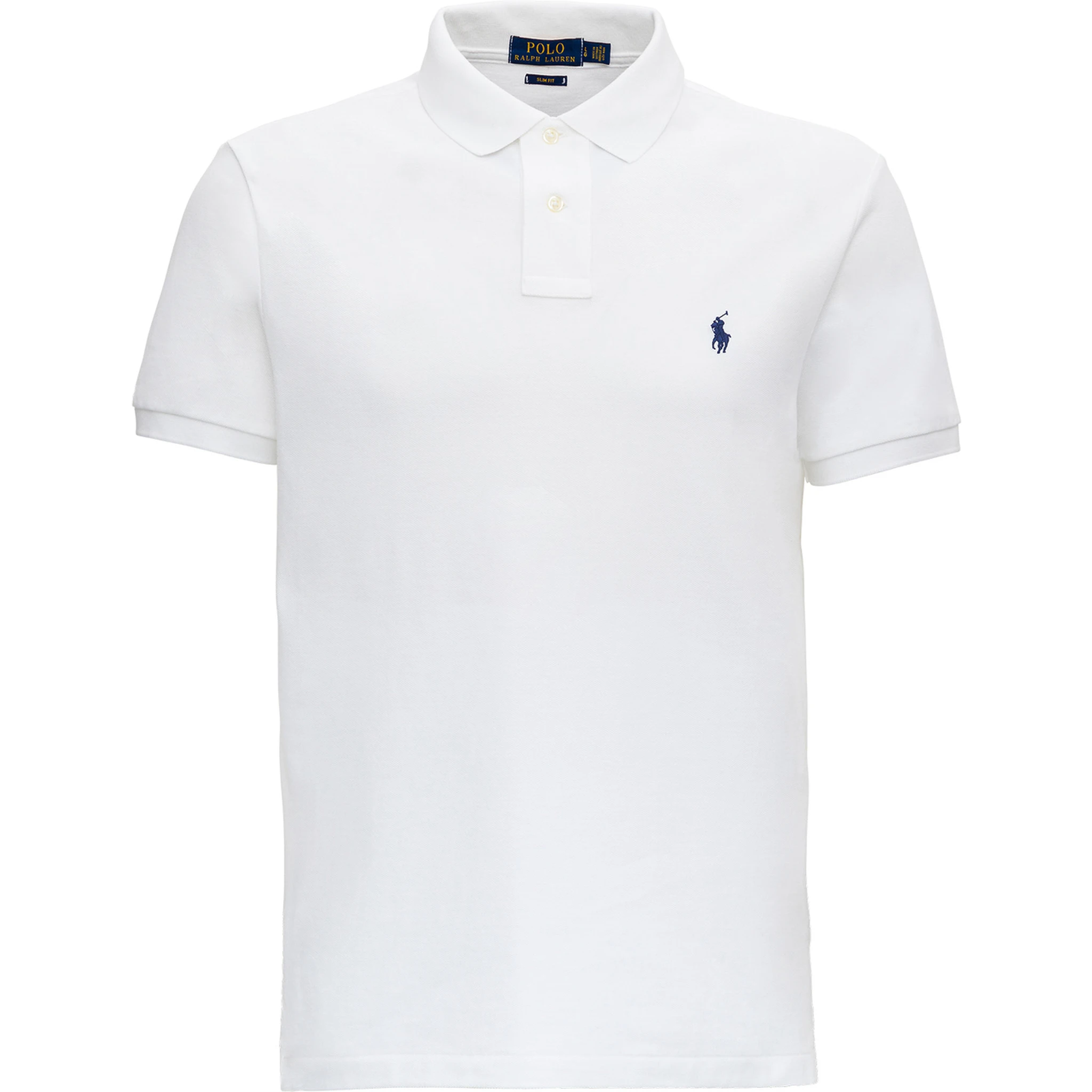 "Custom Fit" White Polo Shirt with Classic Collar and Pony Embroidery on the Front in Cotton Piquet Man