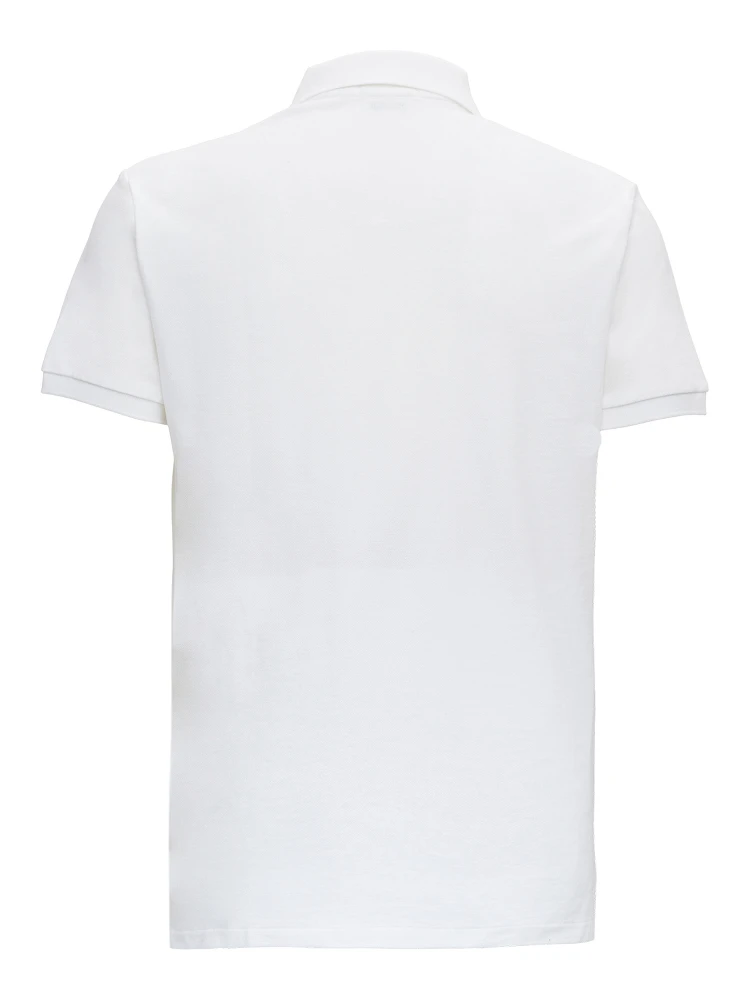 "Custom Fit" White Polo Shirt with Classic Collar and Pony Embroidery on the Front in Cotton Piquet Man alternative