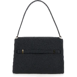 Lee Radziwill Black Shoulder Bag with Single Shoulder Strap and Front Clasp Closure in Leather Woman