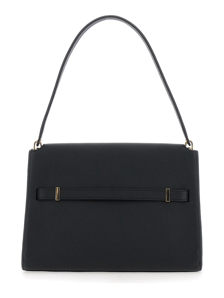 حقيبة كتف سوداء من لي رادزيويل، مصنوعة من الجلد، بحزام كتف واحد وإغلاق أمامي. alternative
