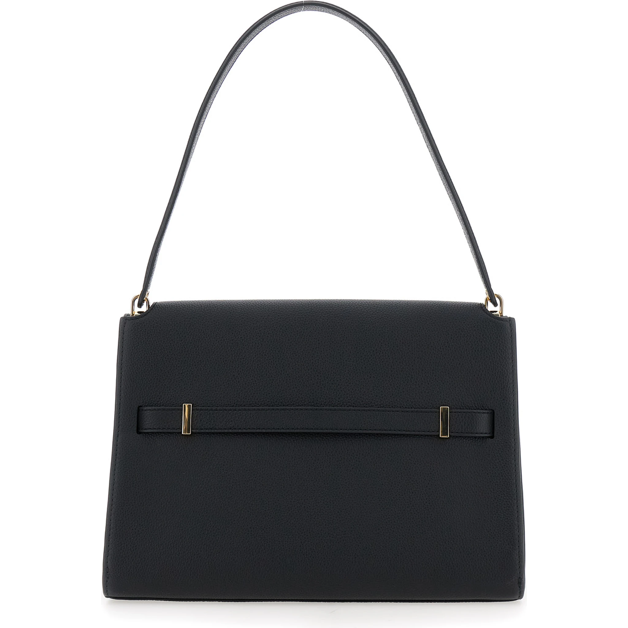 Lee Radziwill Black Shoulder Bag with Single Shoulder Strap and Front Clasp Closure in Leather Woman