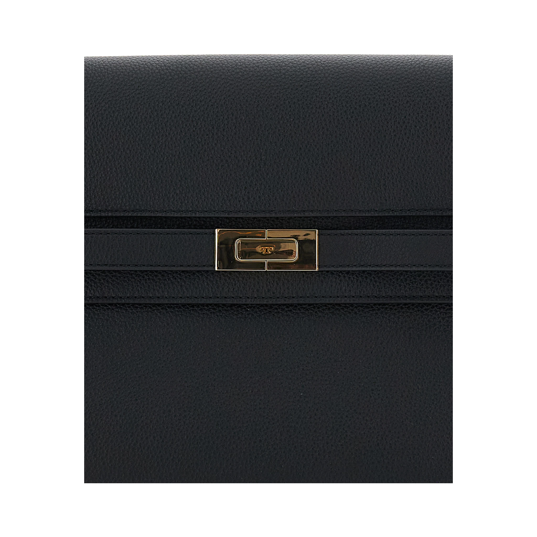 Lee Radziwill Black Shoulder Bag with Single Shoulder Strap and Front Clasp Closure in Leather Woman