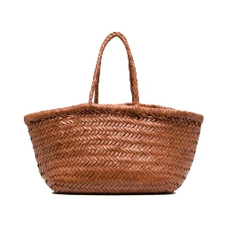 حقيبة يد صغيرة من الجلد المضفر من تريبل جامب، لون بني فاتح، للنساء