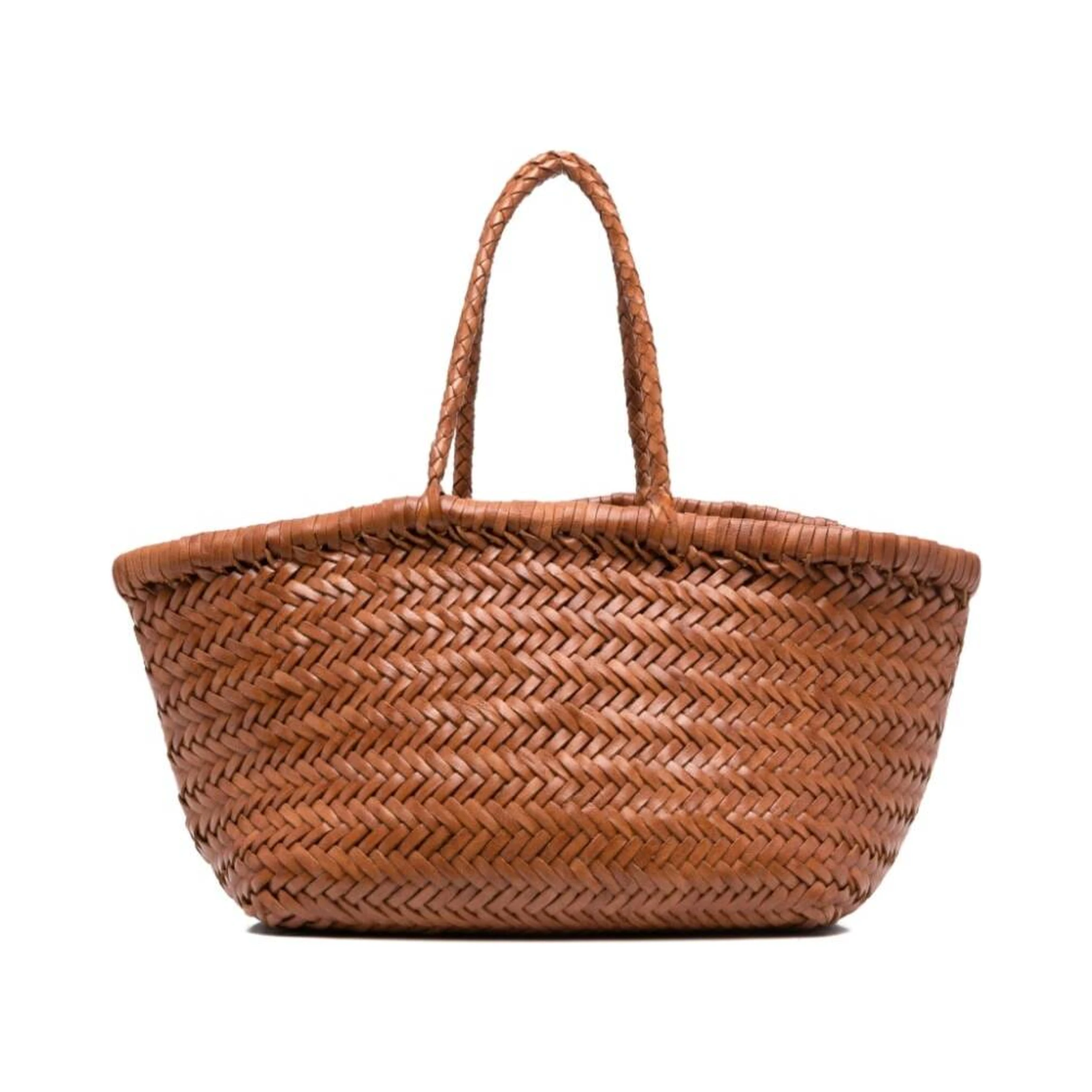 حقيبة يد صغيرة من الجلد المضفر من تريبل جامب، لون بني فاتح، للنساء