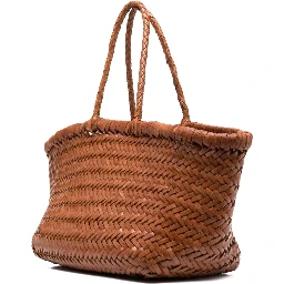 حقيبة يد صغيرة من الجلد المضفر من تريبل جامب، لون بني فاتح، للنساء