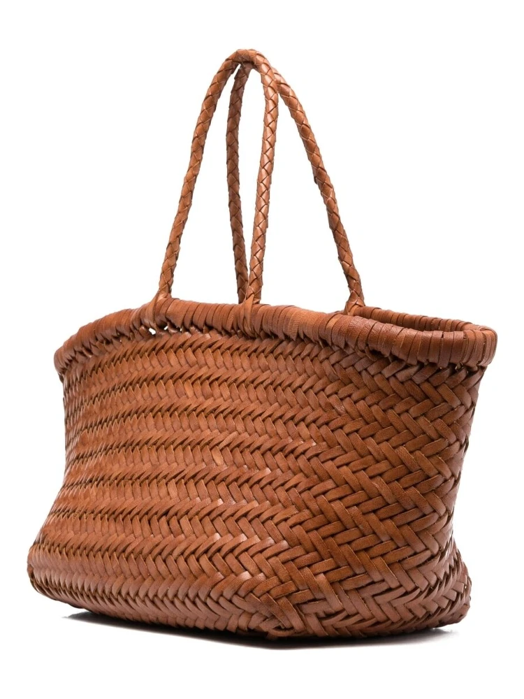 حقيبة يد صغيرة من الجلد المضفر من تريبل جامب، لون بني فاتح، للنساء alternative