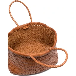 حقيبة يد صغيرة من الجلد المضفر من تريبل جامب، لون بني فاتح، للنساء