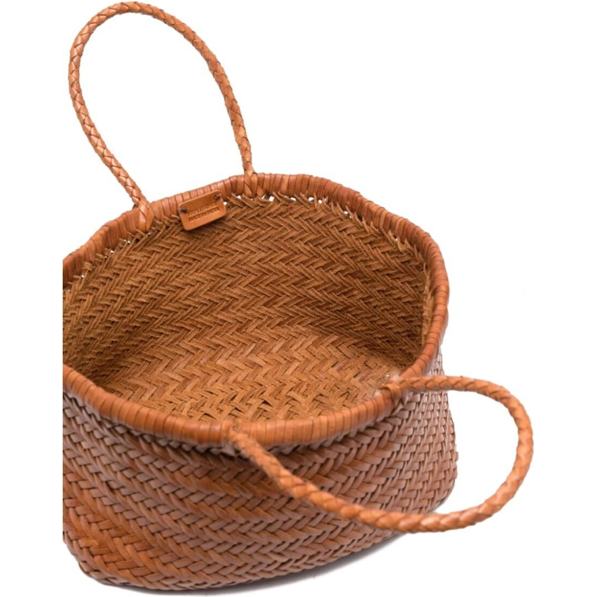 حقيبة يد صغيرة من الجلد المضفر من تريبل جامب، لون بني فاتح، للنساء