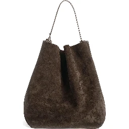 Brown Shoulder Bag with Adjustable Handle in Suede Woman