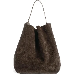 Brown Shoulder Bag with Adjustable Handle in Suede Woman