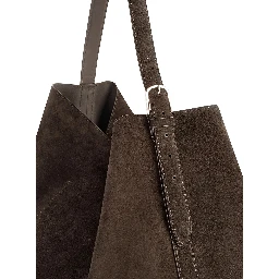 Brown Shoulder Bag with Adjustable Handle in Suede Woman