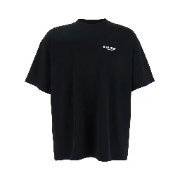 Black T-Shirt with Logo on the Front and Maxi Logo on the Back in Cotton Man
