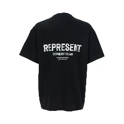 Black T-Shirt with Logo on the Front and Maxi Logo on the Back in Cotton Man