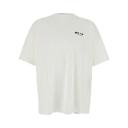 White T-Shirt with Logo on the Front and Maxi Logo on the Back in Cotton Man
