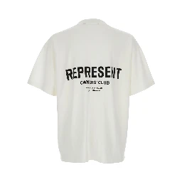 White T-Shirt with Logo on the Front and Maxi Logo on the Back in Cotton Man