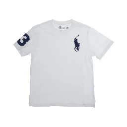 White Crewneck T-Shirt with Pony Embroidery on the Front in Cotton Boy
