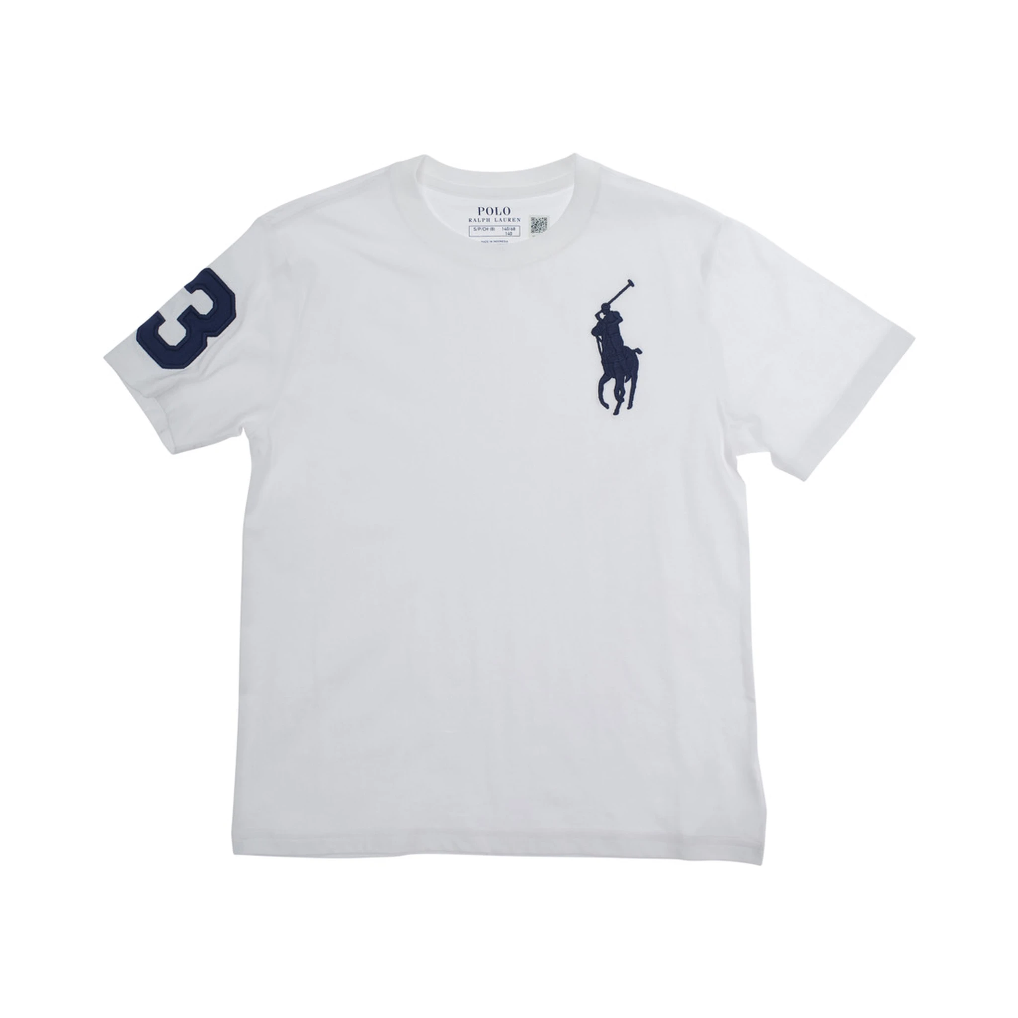 White Crewneck T-Shirt with Pony Embroidery on the Front in Cotton Boy