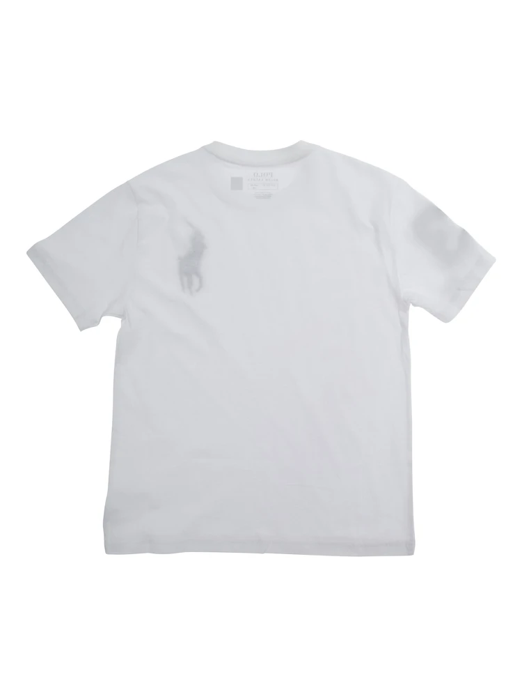 White Crewneck T-Shirt with Pony Embroidery on the Front in Cotton Boy alternative