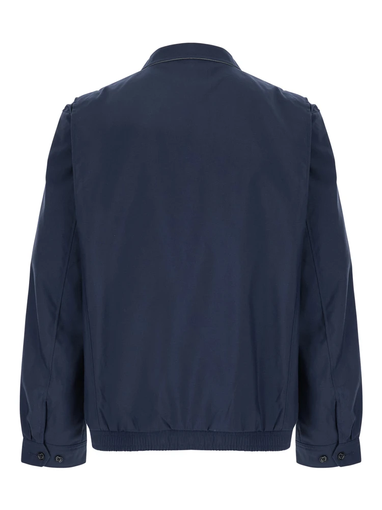 Blue Windbreaker Jacket with Classic Collar and Pony Detail on the Front in Cotton Man