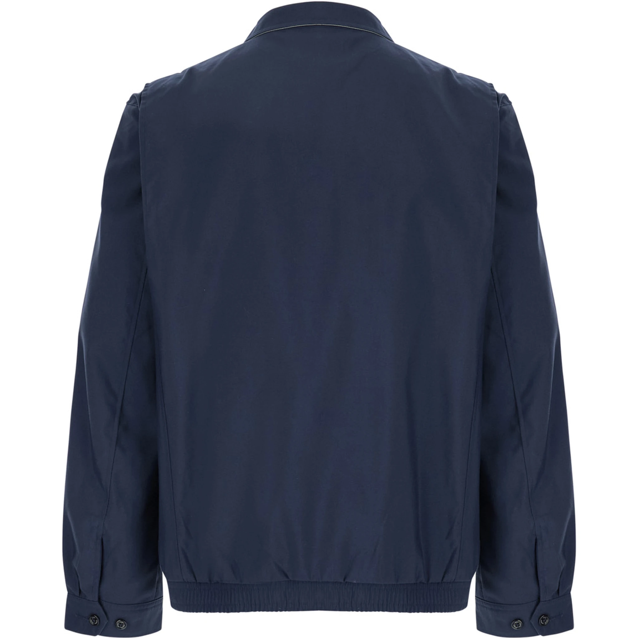Blue Windbreaker Jacket with Classic Collar and Pony Detail on the Front in Cotton Man