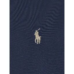 Blue Windbreaker Jacket with Classic Collar and Pony Detail on the Front in Cotton Man