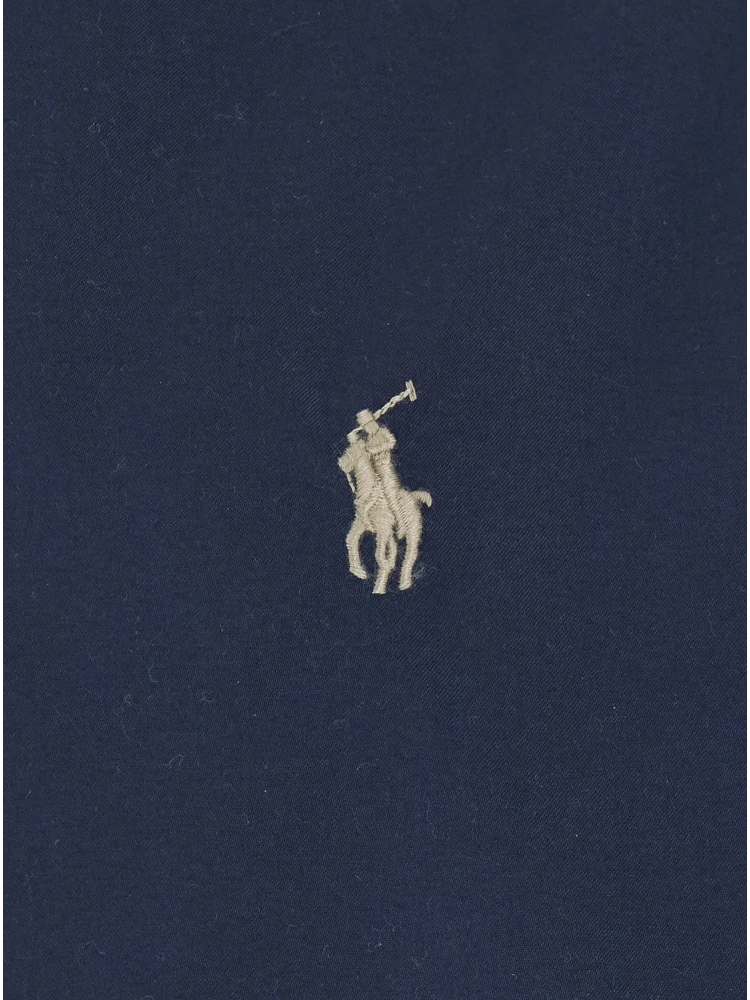 Blue Windbreaker Jacket with Classic Collar and Pony Detail on the Front in Cotton Man alternative