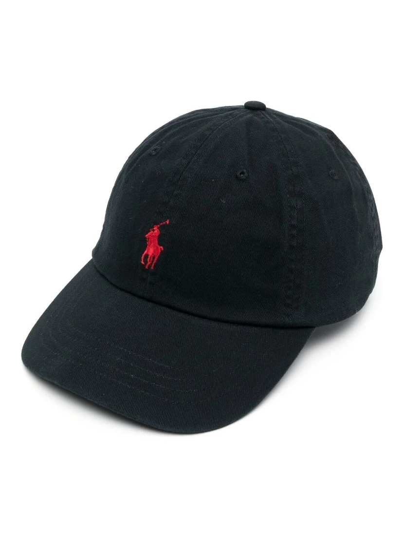 Black Baseball Cap with Logo Embroidery in Cotton Man