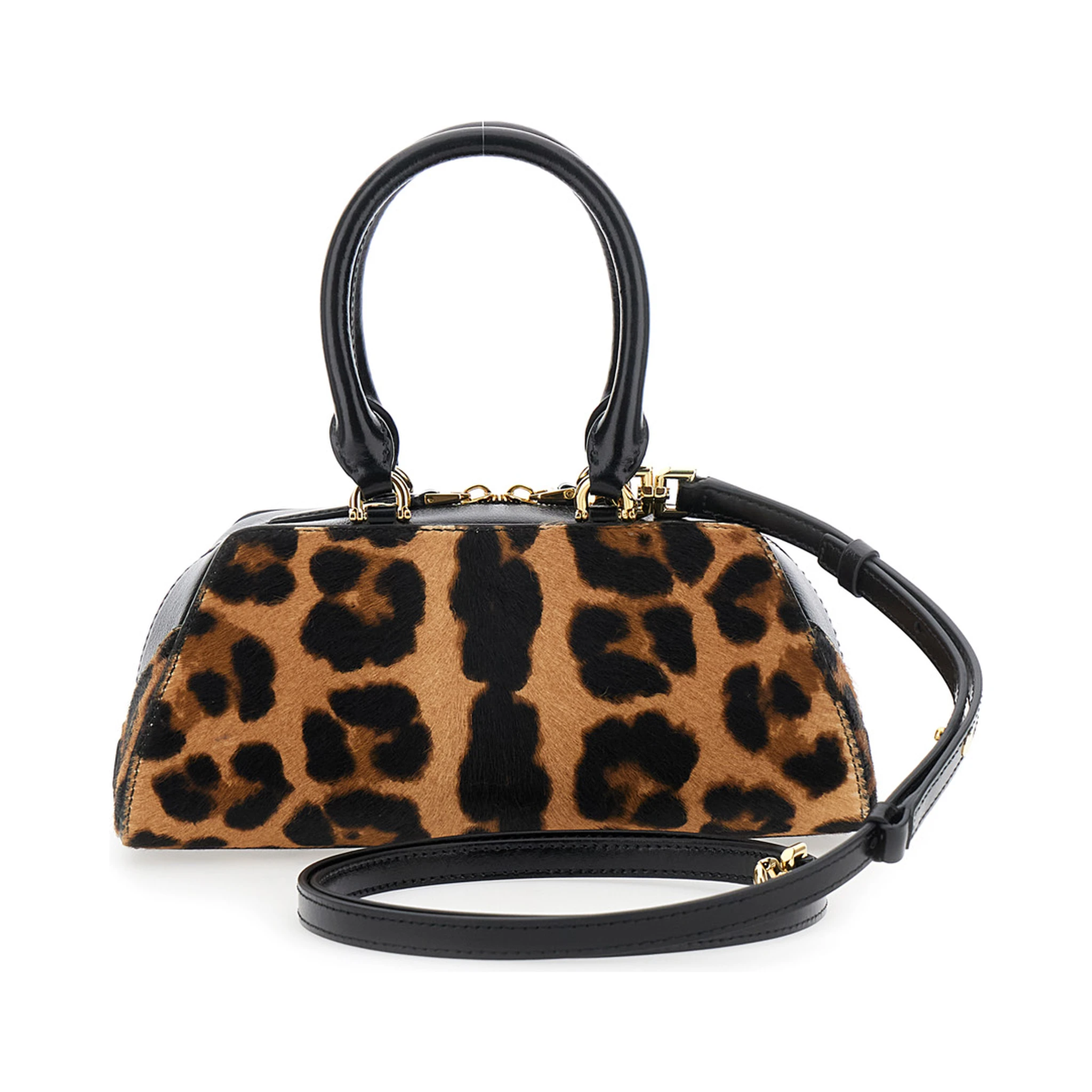 Antigona East West Brown Mini Handbag with Animalier Print and Logo Lettering on the Front in Leather Woman