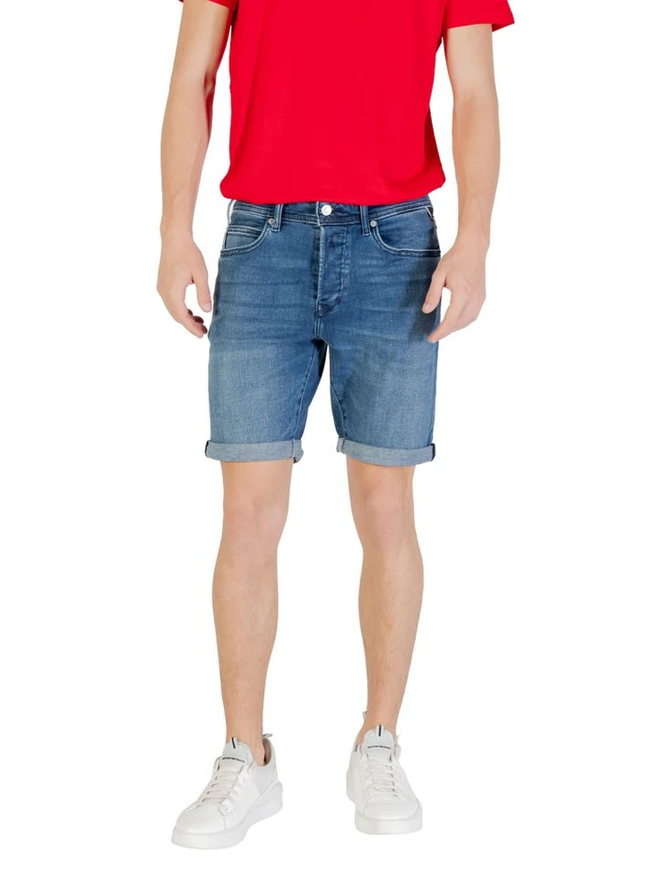 Blue Cotton Bermuda Shorts